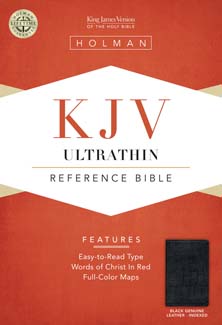 KJV Ultrathin Reference Bible, Black Genuine Leather Indexed