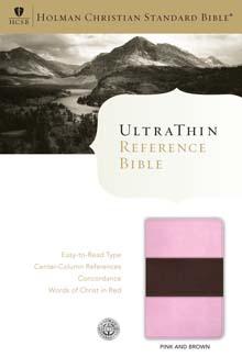 HCSB UltraThin Reference Bible, Pink/Brown LeatherTouch Indexed
