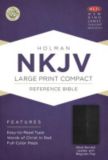 NKJV Large Print Compact Reference Bible, Black Bonded Leather with Magnetic Flap