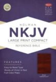NKJV Large Print Compact Reference Bible, Brown LeatherTouch with Celtic Cross