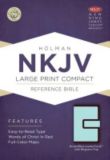 NKJV Large Print Compact Reference Bible, Brown/Blue LeatherTouch with Magnetic Flap