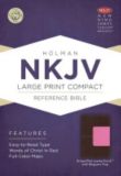 NKJV Large Print Compact Reference Bible, Brown/Pink LeatherTouch with Magnet Flap