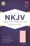 NKJV Large Print Personal Size Reference Bible, Pink/Brown LeatherTouch