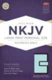 NKJV Large Print Personal Size Reference Bible, Brown/Blue LeatherTouch with Magnetic Flap Indexed