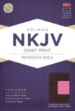 NKJV Giant Print Reference Bible, Brown/Pink LeatherTouch with Magnetic Flap Indexed